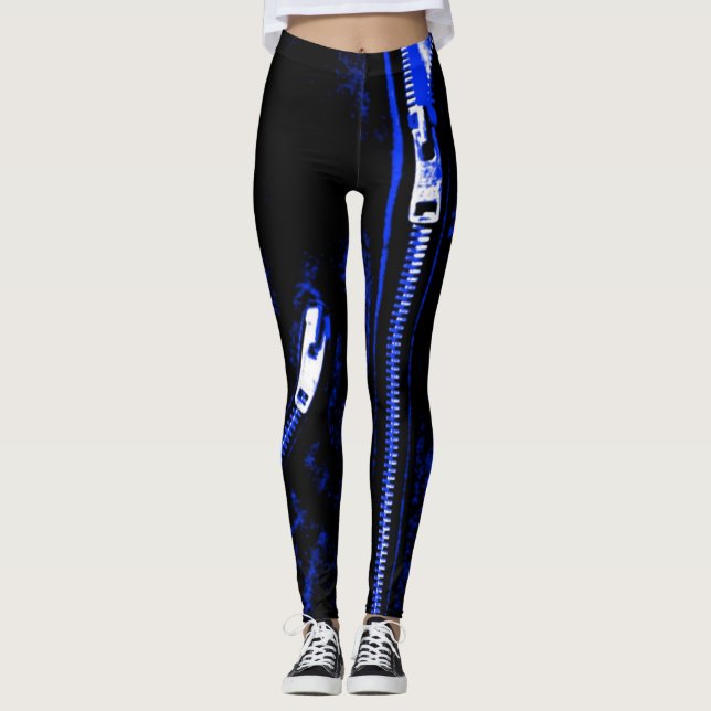 leggings d'impression bleu Zips (Devant)