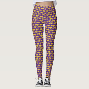 Leggings d'impression de tigre violet et or Équi