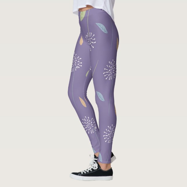Leggings d'impression florale violet sans couture (Gauche)