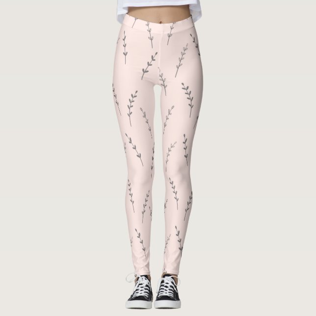 Leggings d'impression pour femmes rose crème (Devant)