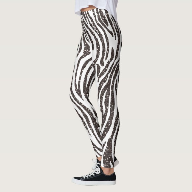 Leggings d'impression Zèbre noir et blanc (Gauche)