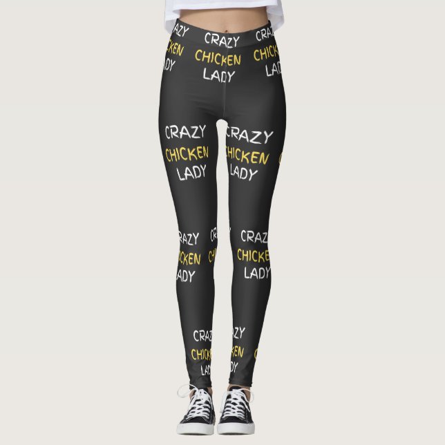 Leggings Dingue dame de poulet, Nouveau thème de poulet (Devant)