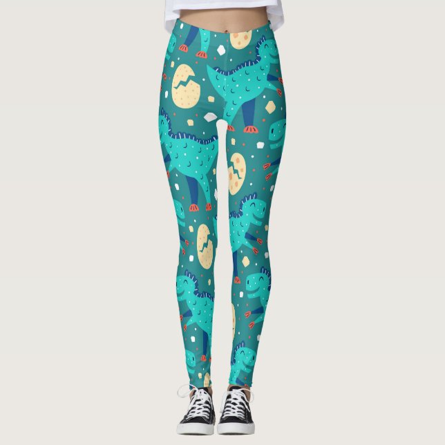 Leggings Dinosaur Dino Oeufs T-Rex Motif (Devant)