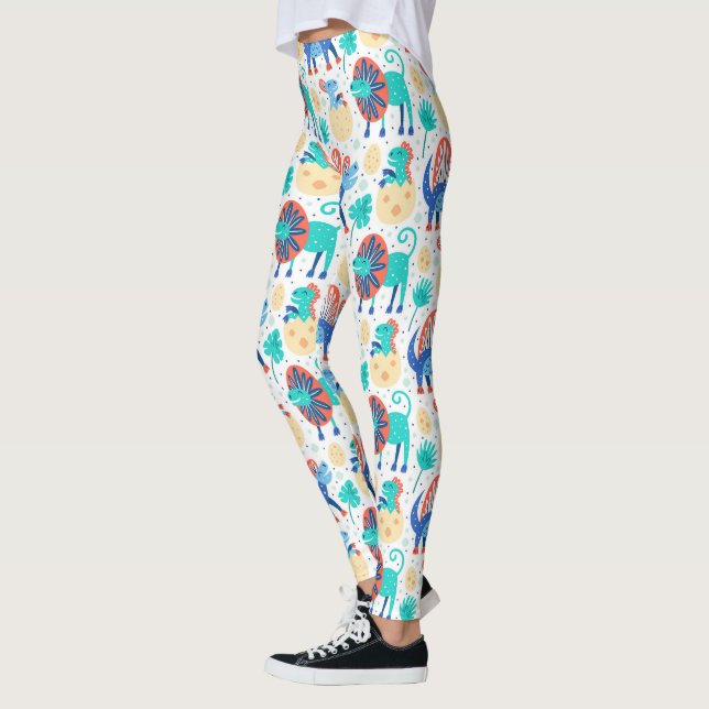 Leggings Dinosaures mignons et colorés motif (Gauche)