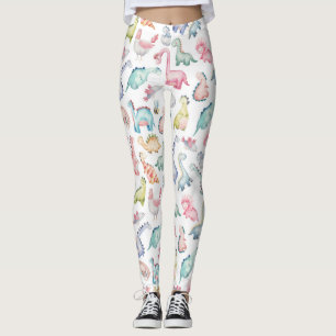 Leggings Dinosaures mignons, motif d'aquarelle pour enfants