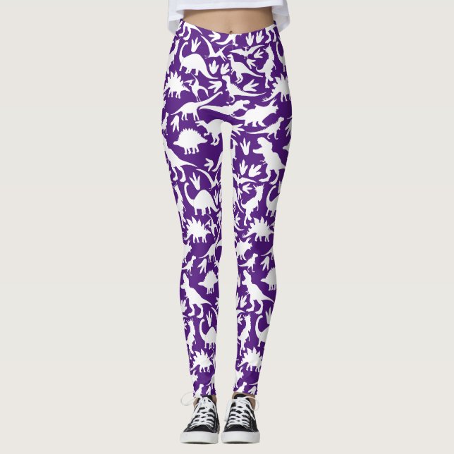 Leggings Dinosaures motif 01 w. BG pourpre (Devant)