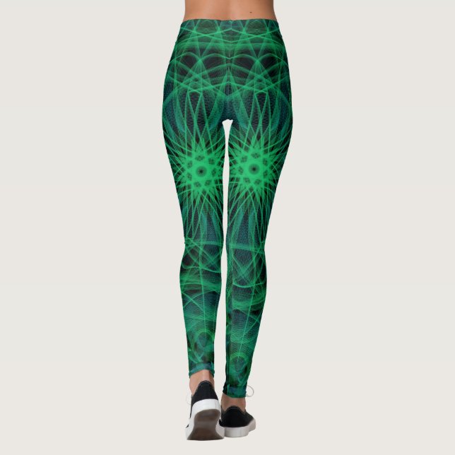 leggings d'inspiration mandala verte et noire (Dos)