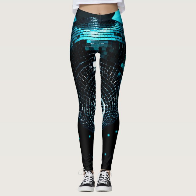 Leggings Disco Ball Glare, Arrière - plan de discothèque. (Devant)
