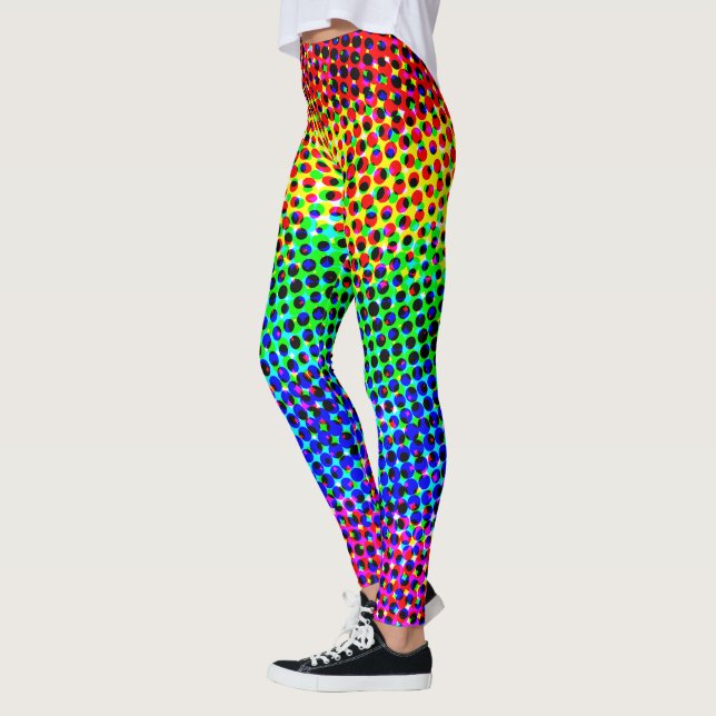 Leggings Disco tendance Rainbow Color Gradient Pixels Party (Gauche)