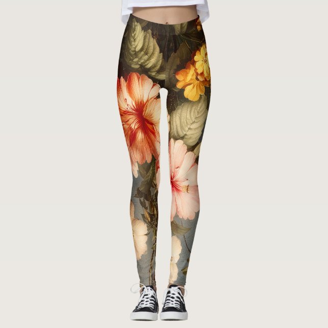 Leggings Disposition florale vintage vibrante (Devant)