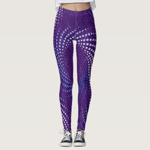 Leggings Distorsion tourbillonnante.Fond bleu D violet