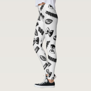 Leggings Diversité des Pâtes Gris Nourriture Italie Amateur