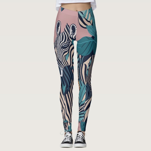Leggings Divertissement Moderne Abstrait Rayures de Zèbre N (Devant)