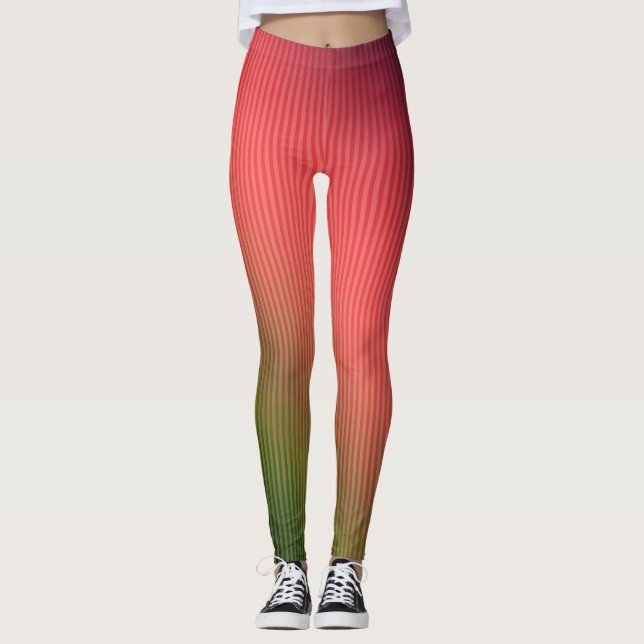Leggings Divisé, rouge, vert, dégradé (Devant)