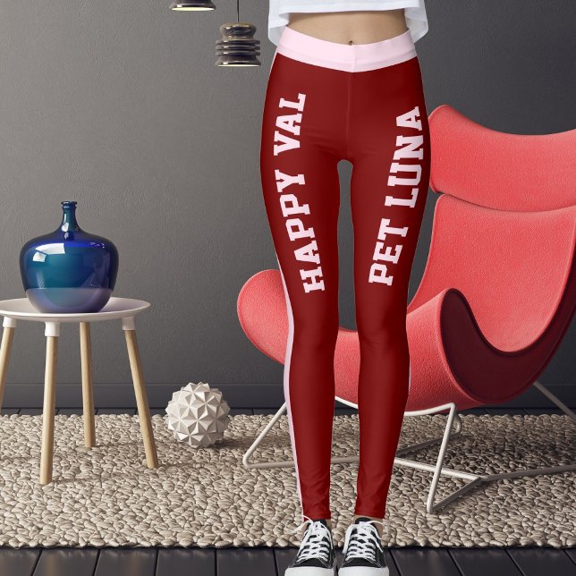 Leggings DIY Animal Pet Lovers Happy Valentine's Day Red (Créateur téléchargé)