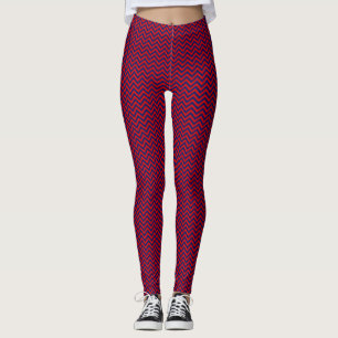 Leggings do-it-yourself BG LG Red Chevron ZigZag Stripe Mar