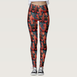 Leggings Doberman aux roses de la Saint-Valentin