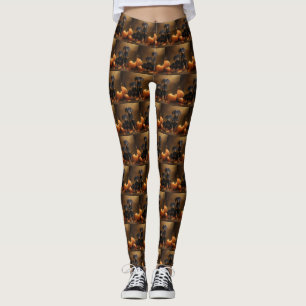 Leggings Doberman Chiot Automne Citrouille de plaisir