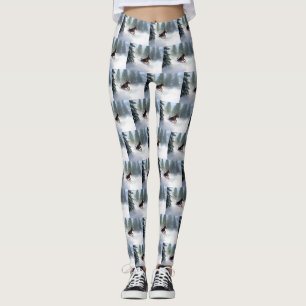 Leggings Doberman Pinscher neige de Noël hiver