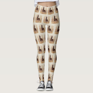 Leggings Dobermann Pinscher Chien Marron Rouille Rouge