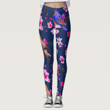 Leggings d'oiseaux et de fleurs