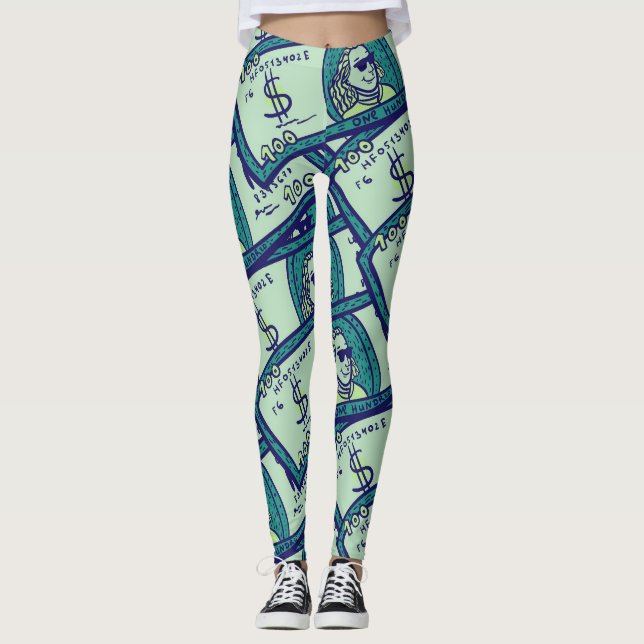 Leggings Dollar Billets : Motif d'argent transparent (Devant)