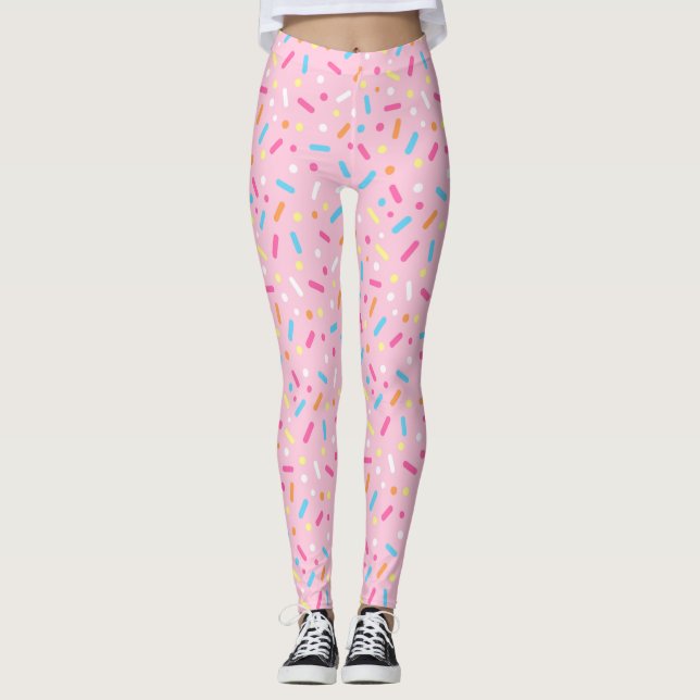 Leggings Donut avec glaçage rose mignon et pépites (Devant)