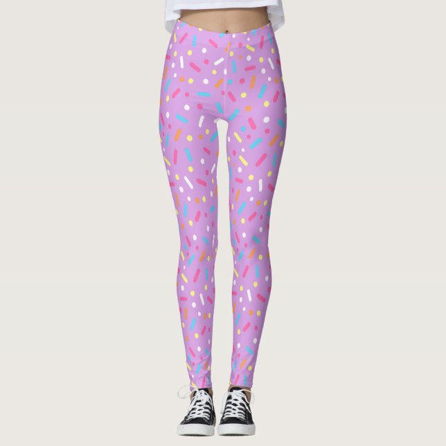 Leggings Donut avec glaçage violet mignon et pépites (Devant)