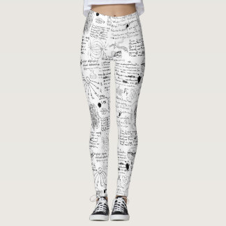 Leggings doodé noir et blanc motif