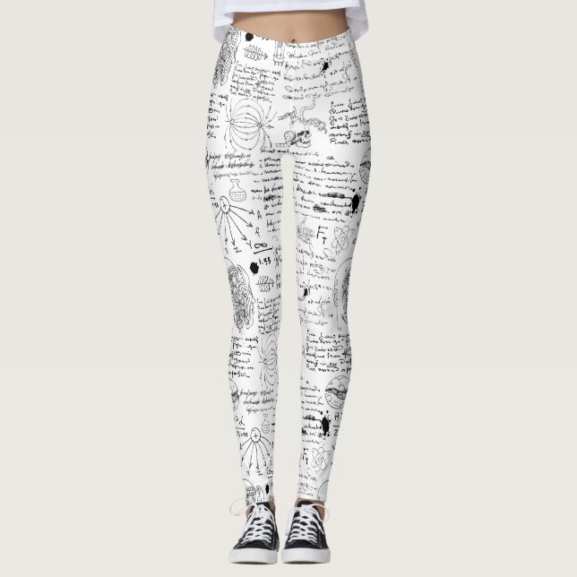 Leggings doodé noir et blanc motif (Devant)