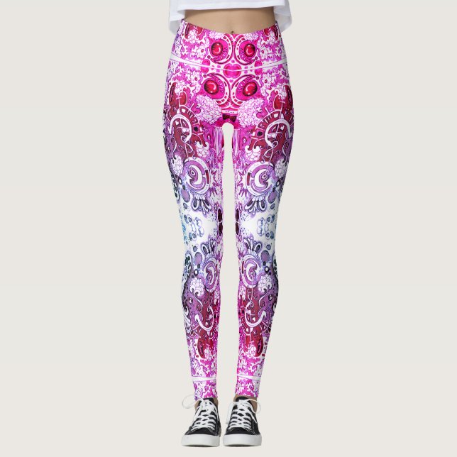 Leggings Doodle Art Abstrait (Devant)