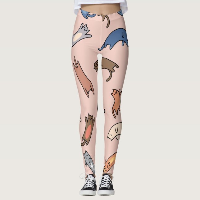 Leggings Doodle Cats Vintage Illustration transparente (Devant)