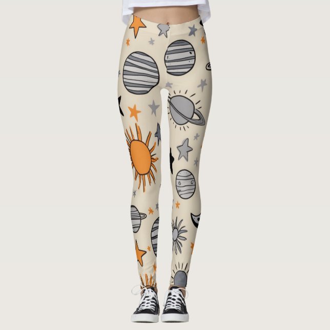 Leggings Doodle céleste fantaisiste (Devant)