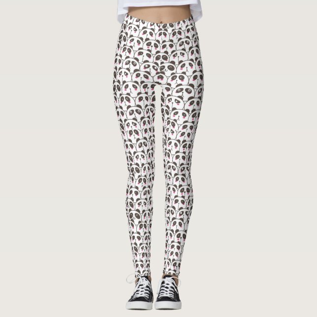 Leggings Doodle d'ours panda drôle (Devant)