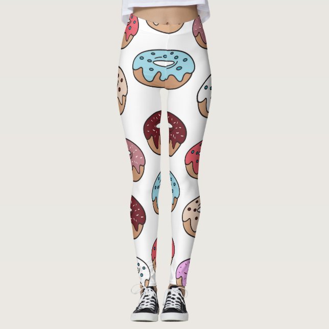 Leggings Doodle Multi-Coloured Donuts Arrière - plan. (Devant)