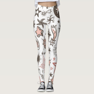 Leggings Doodles cosmiques : Étoiles et comètes