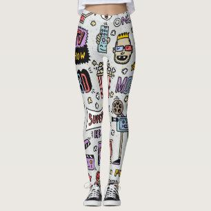 Leggings Doodles de série TV : Drôle ensemble Vintage.