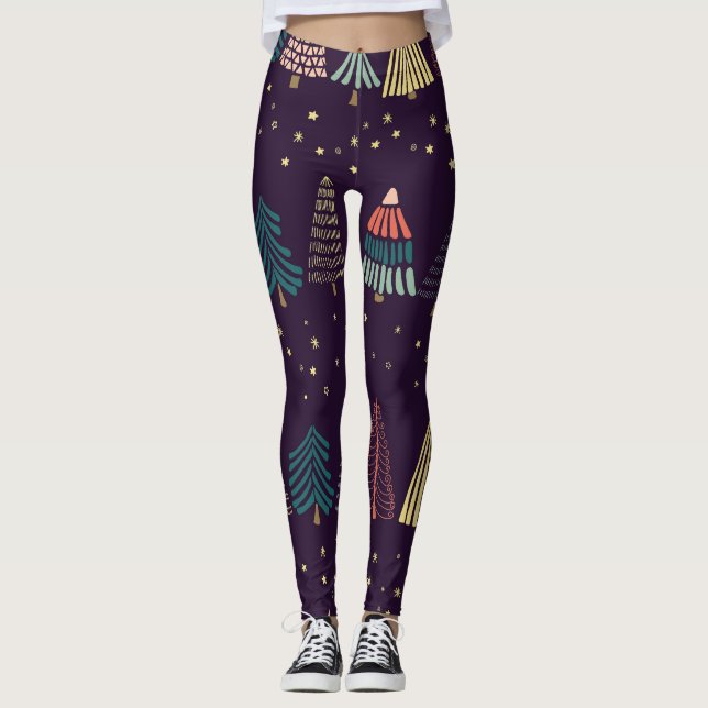 Leggings Doodles, étoiles, bleu foncé. (Devant)