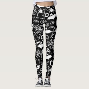 LEGGINGS DOODLES HALLOWEEN NOIR ET BLANC
