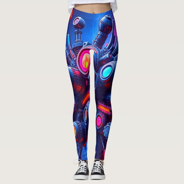 Leggings d'orb de technologie futuriste | Neon Cyb (Devant)