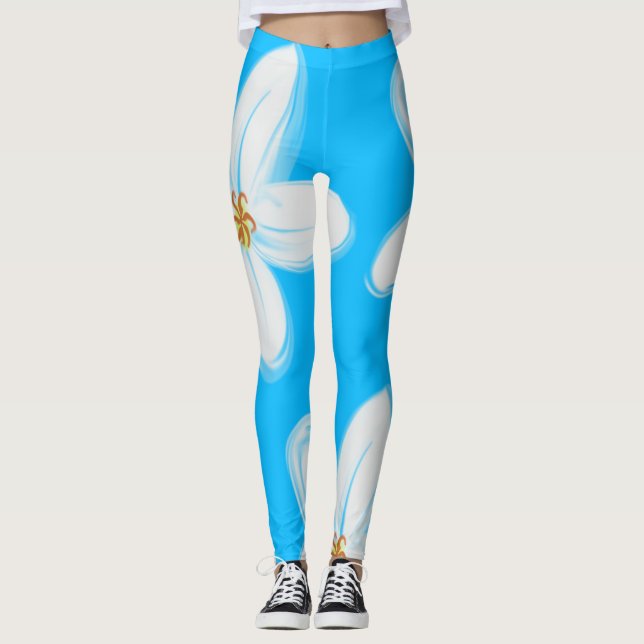 Leggings d'orchidée bleu ciel (Devant)
