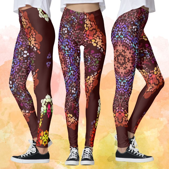 Leggings Dot Mandala Bleu orange et violet (Créateur téléchargé)