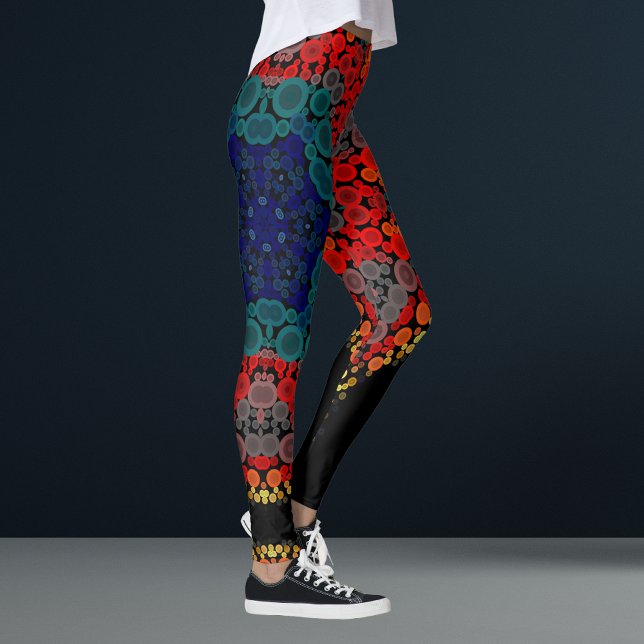 Leggings Dot Mandala Fleur Jaune Bleu et Rouge (Créateur téléchargé)