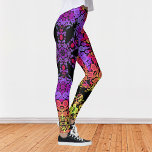 Leggings Dot Mandala Fleur violet orange et jaune<br><div class="desc">Ce mandala super est composé de violet,  d'orange et de jaune et s'inspire des mandalas à points de peinture. Motifs géométriques trippy pour l'hippie moderne !</div>