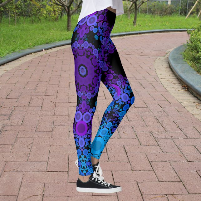 Leggings Dot Mandala Flower bleu et violet (Créateur téléchargé)