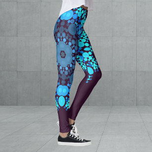 Leggings Dot Mandala Flower bleu et violet