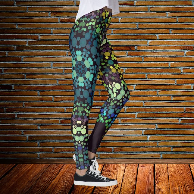 Leggings Dot Mandala Flower Blue Jaune et violet (Créateur téléchargé)