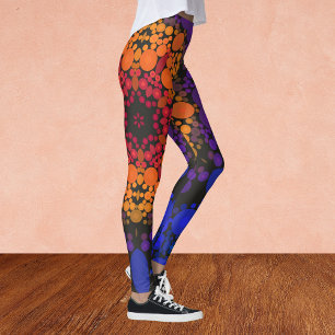 Leggings Dot Mandala Flower jaune violet et bleu