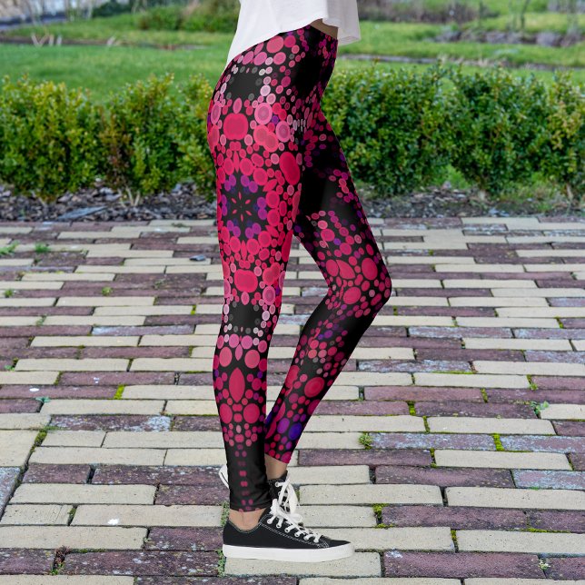 Leggings Dot Mandala Flower rose et violet (Créateur téléchargé)