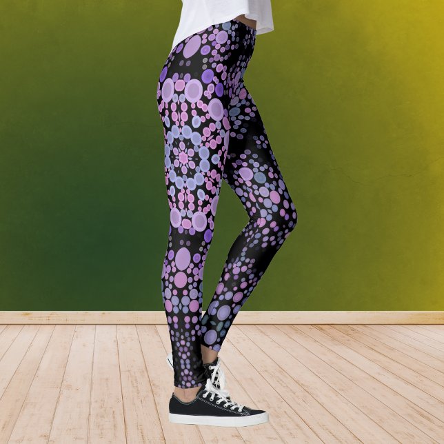 Leggings Dot Mandala Flower rose et violet (Créateur téléchargé)